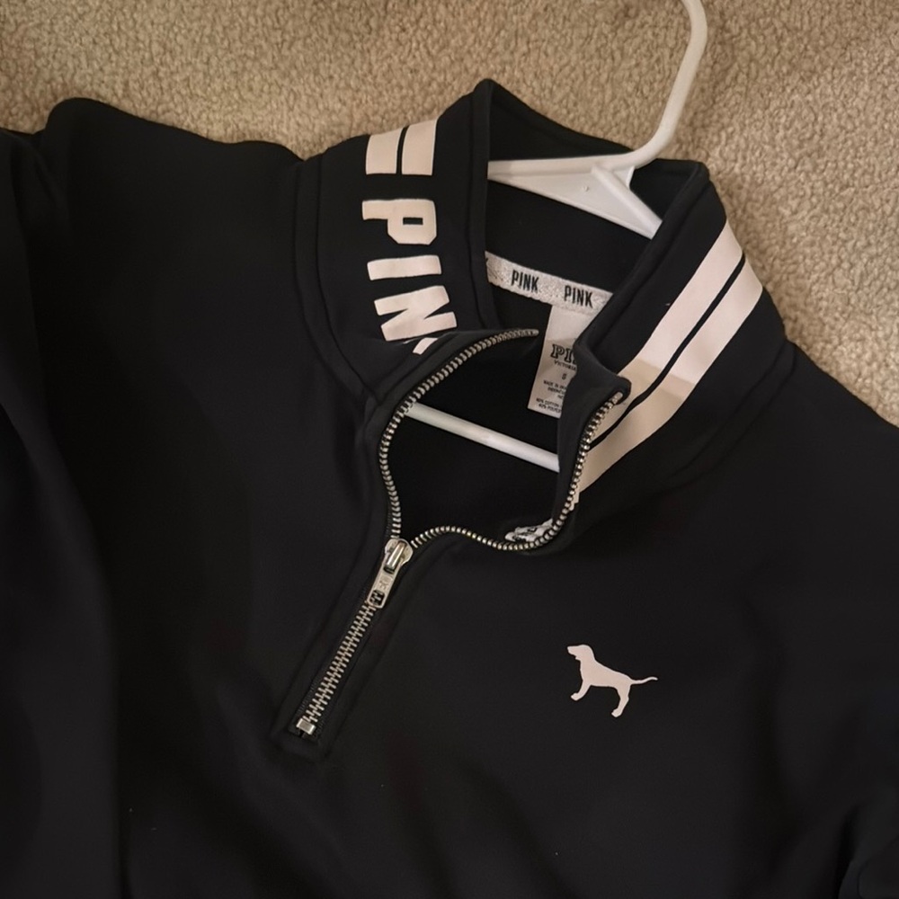 PINK Victoria's Secret Black Quarter-Zip Pullover - Picture 2 of 4